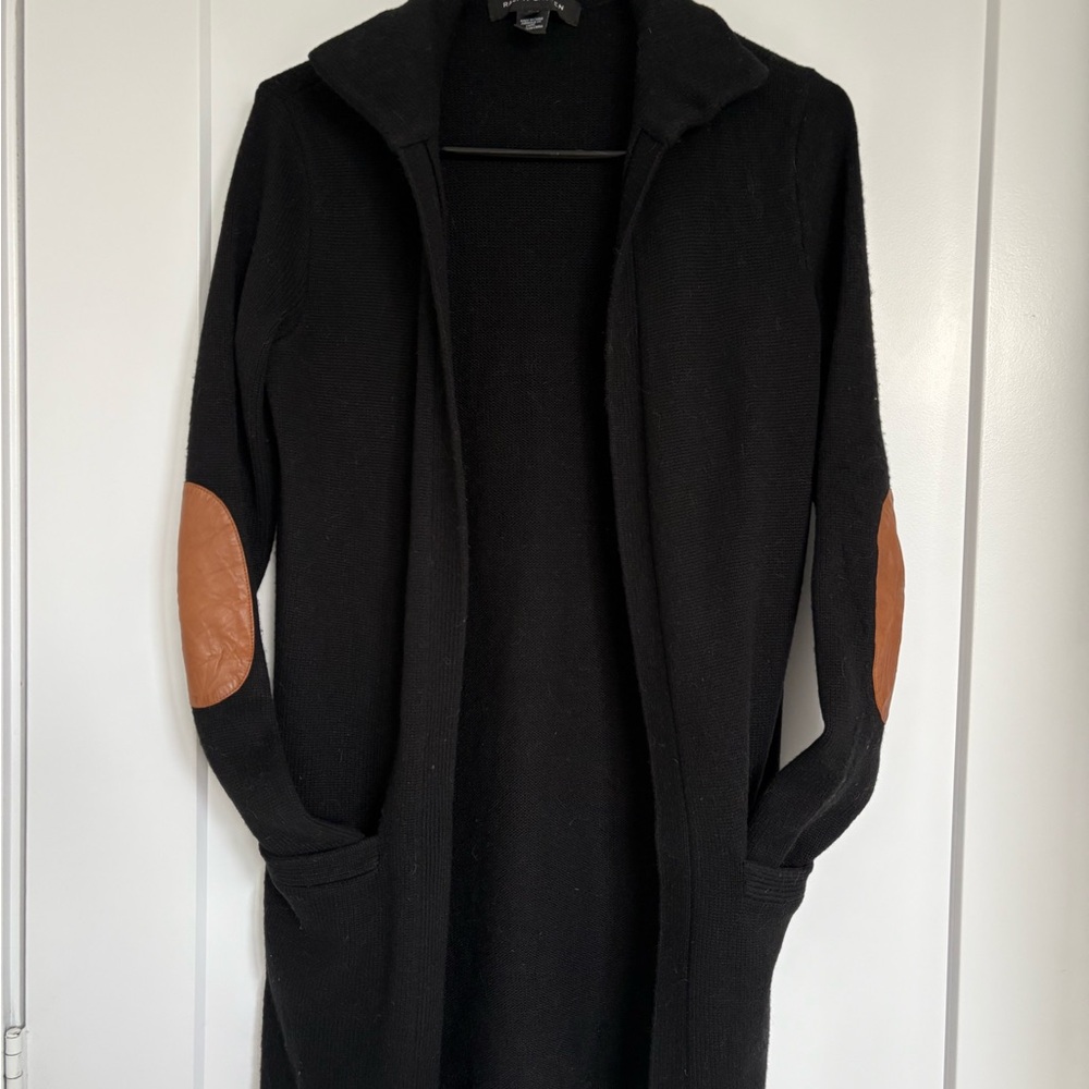 RALPH LAUREN Cashmere & Leather Cardigan